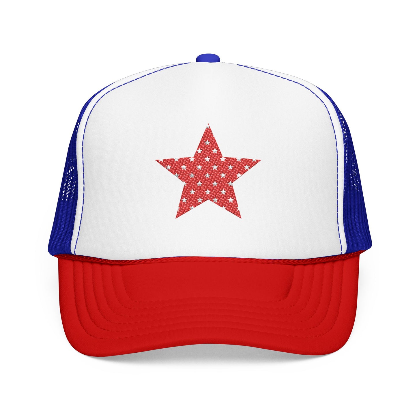 Fourth Of July Embroidered Red Star Hat Patriotic Trucker Cap Memorial Day Outfit USA Travel Souvenir USA Expat Gift Beach Day Cap Cute Vibe