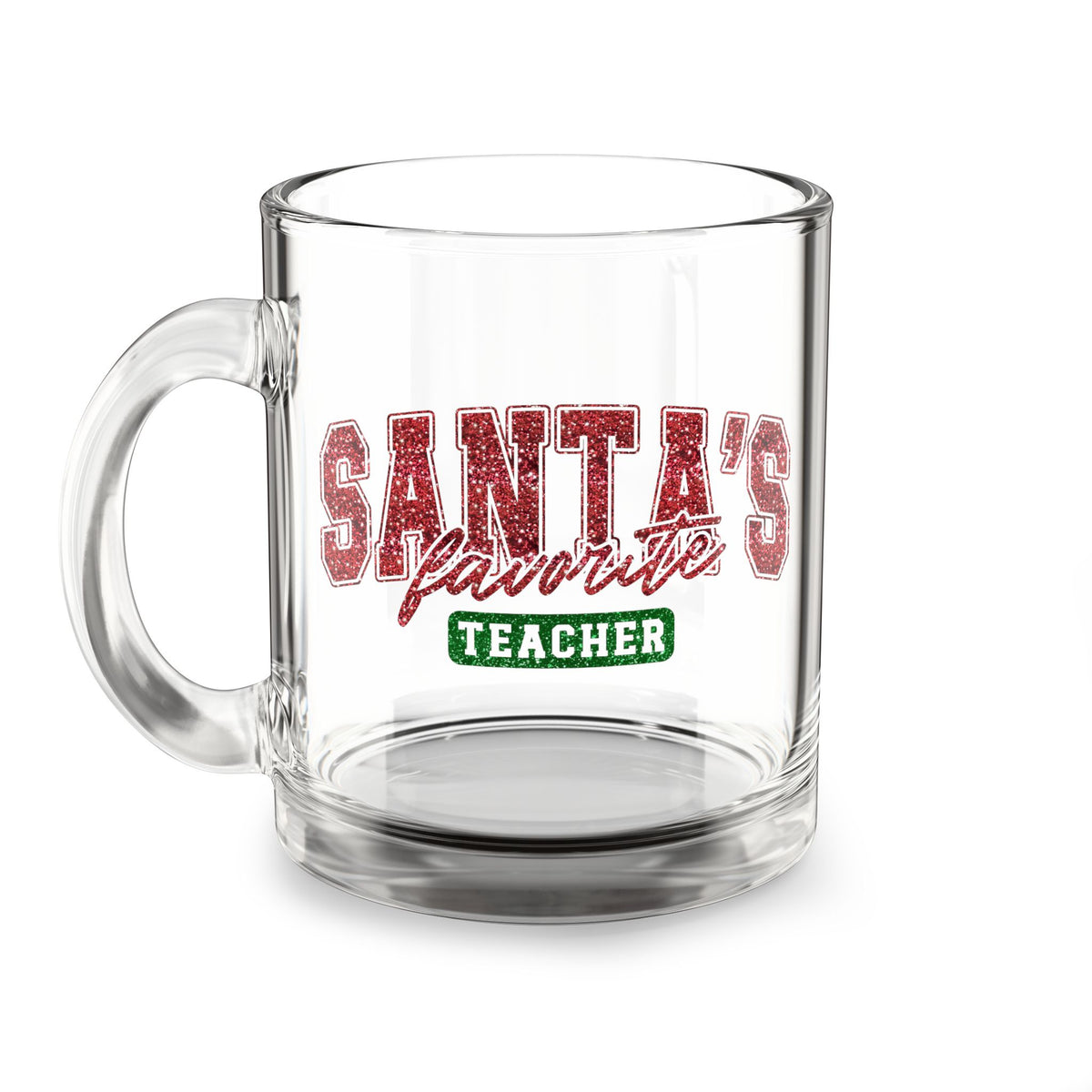 Christmas Teacher Glass Mug Gift For Educator Clear Coffee Cup Present For Friend Holiday Drinkware Classroom Keepsake Appreciation Day Item