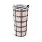 Gingham Tumbler For Business Woman Gift, Mug Beige Black Plaid Drinking Cup For The Minimalist, Portable Drinkware Minimalist Checkered