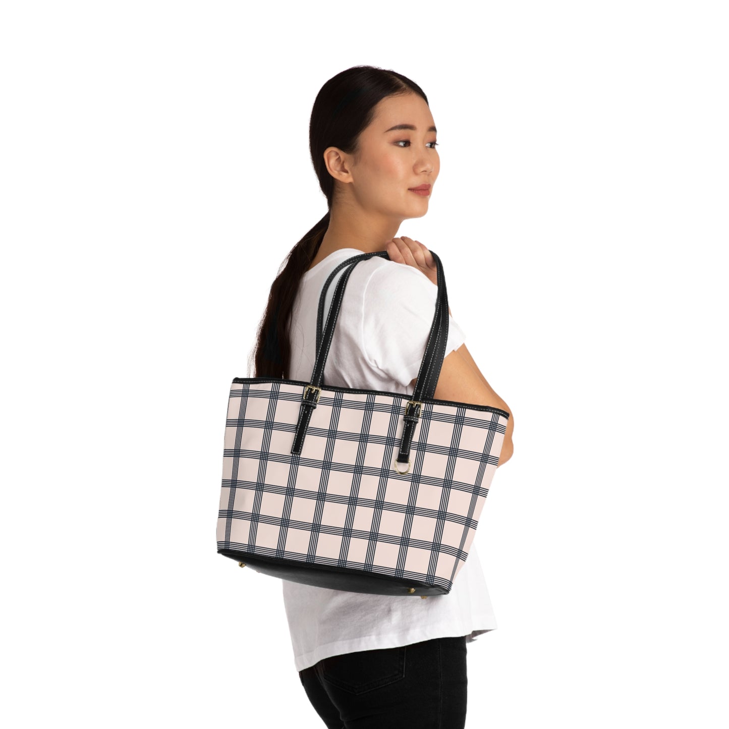 Check Shoulder Bag Womens Work Tote Commuter Carryall Travel Shopper Gift For Her Birthday Present Preppy Weekend Accessory Everyday Essential