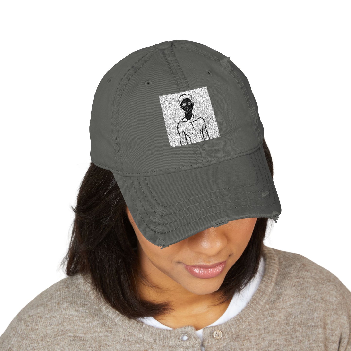Minimalist Art Hat Gift For Him Her Distressed Dad Cap Casual Everyday Hat Streetwear Cap Travel Outfit Hat Birthday Gift For Hiker