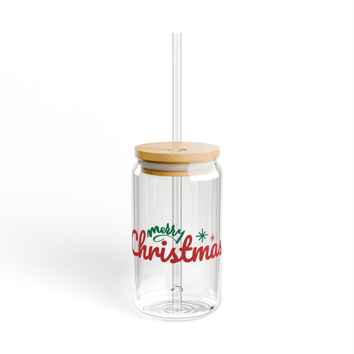 Merry Christmas Sipper Glass Gift For Cousin Holiday Iced Coffee Cup Present For Mentor Bamboo Lid Tumbler Cute Winter Drinkware Style Chic