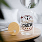 Christmas Crew Glass Cup Gift For Sister Holiday Sipper With Bamboo Lid Festive Drinkware Present For Best Friend Family Party Style Charm