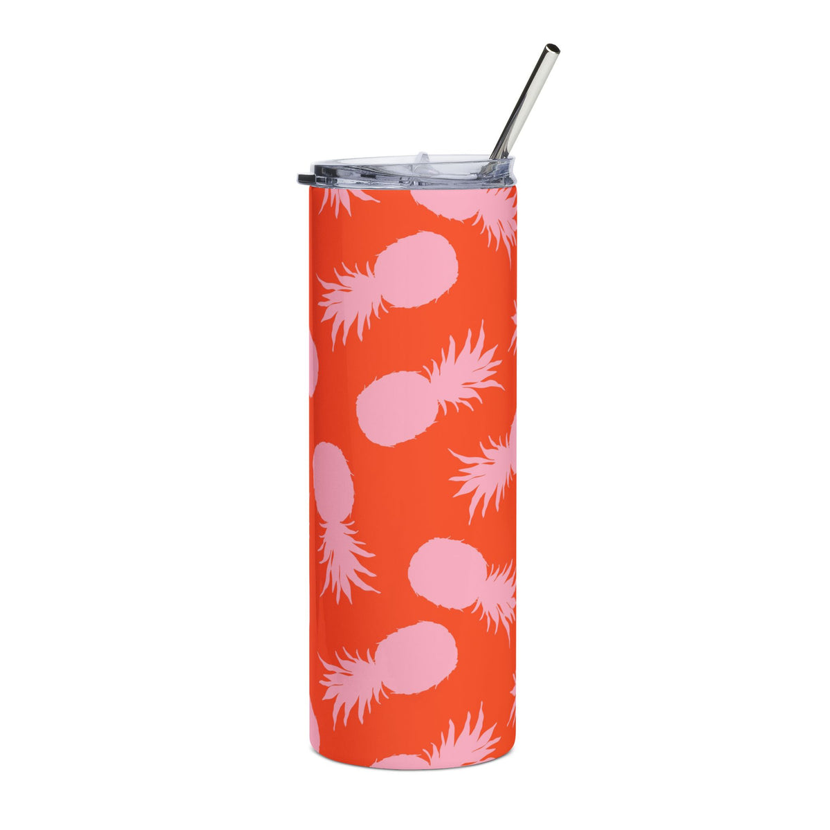 Pineapple Print Tumbler For Women Cute Tropical Drink Cup For Summer Iced Coffee Travel Mug Gift For Traveler Colorful Straw Cup Island Vibe