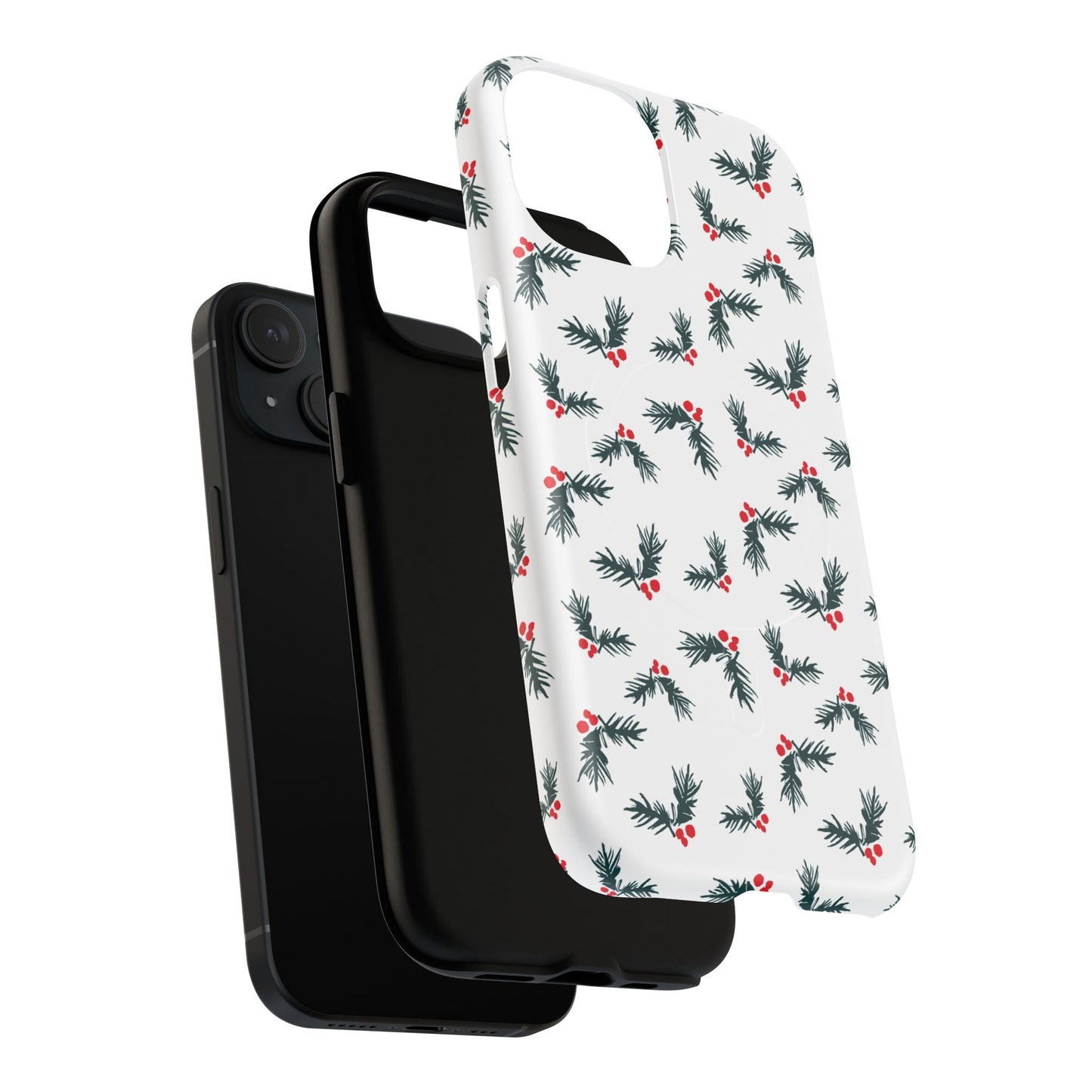 Holly Christmas Phone Case Gift For Sister Magnetic iPhone Cover Holiday Evergreen Pattern Tough Protective Accessory Winter Style Charm
