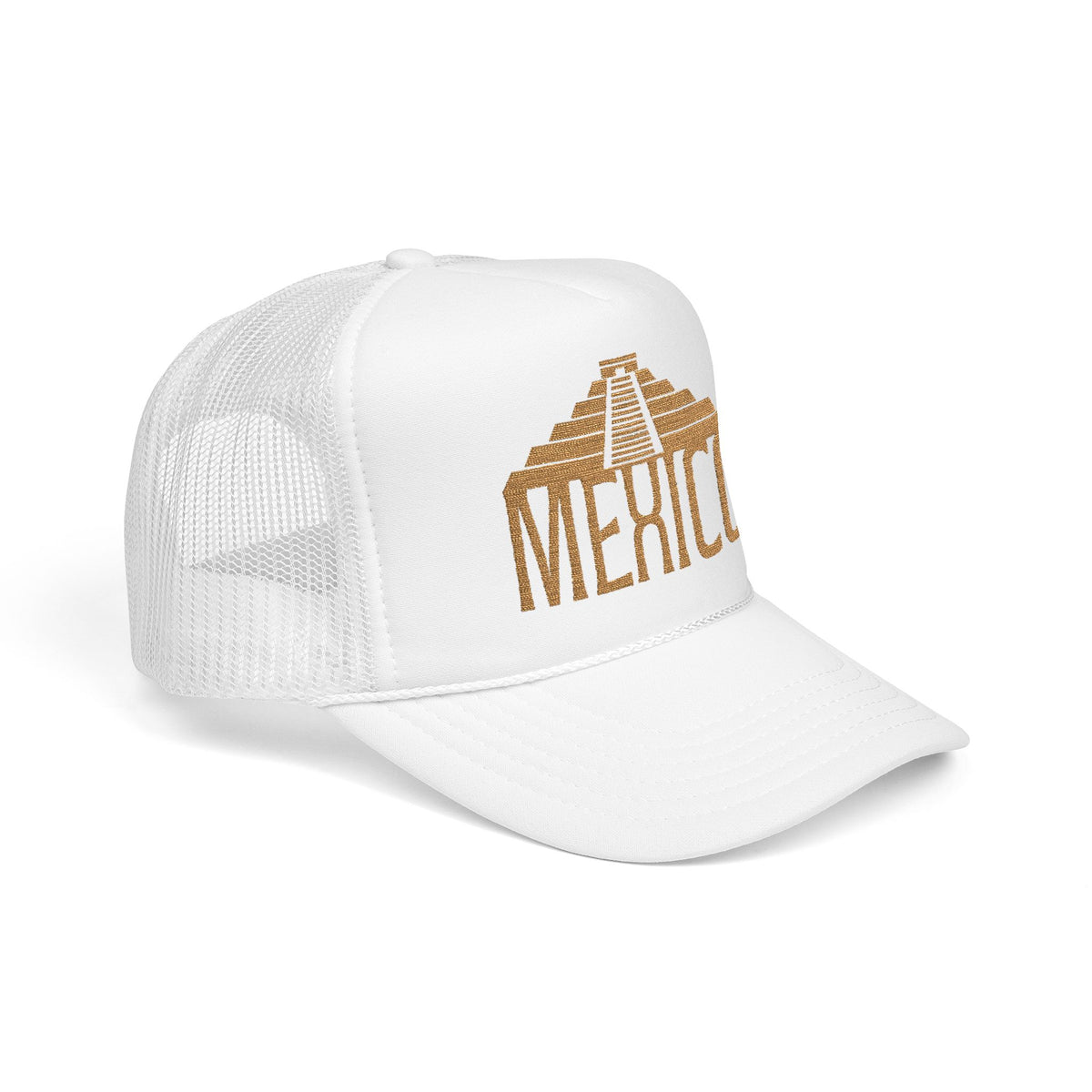 Embroidered Mexico Hat Gift For Travelers Cap Pyramid Embroidered Hat For Mexico Lovers Gift Golden Trucker Foam Mesh Cap Mexico Travel Gift