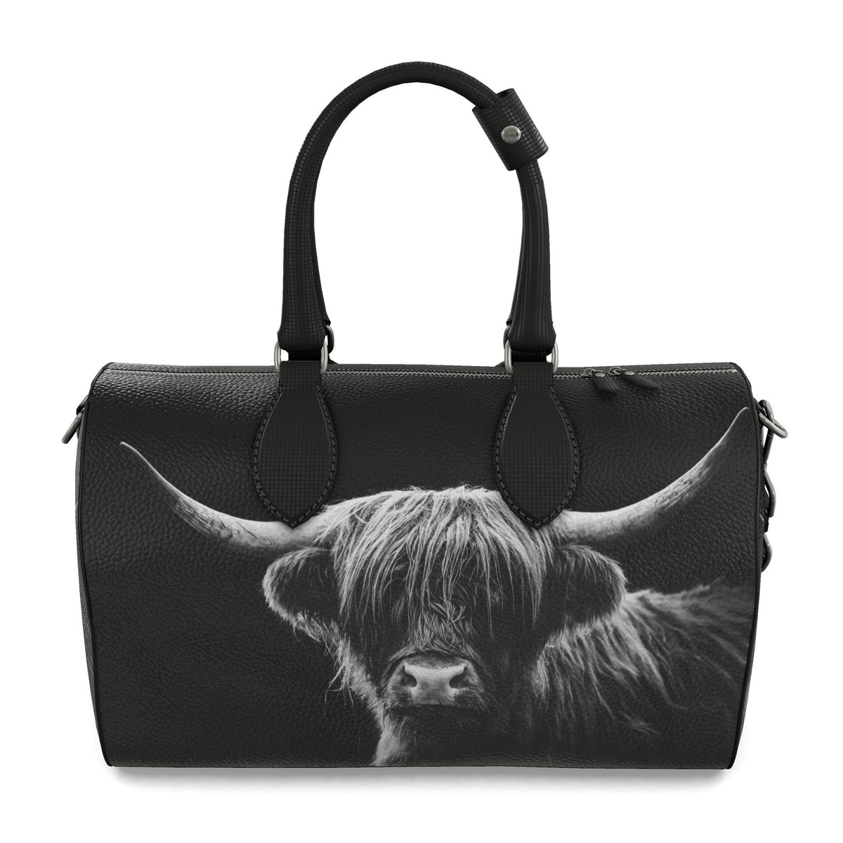 Highland Cow Duffle Bag Black And White Scottish Cattle Travel Bag