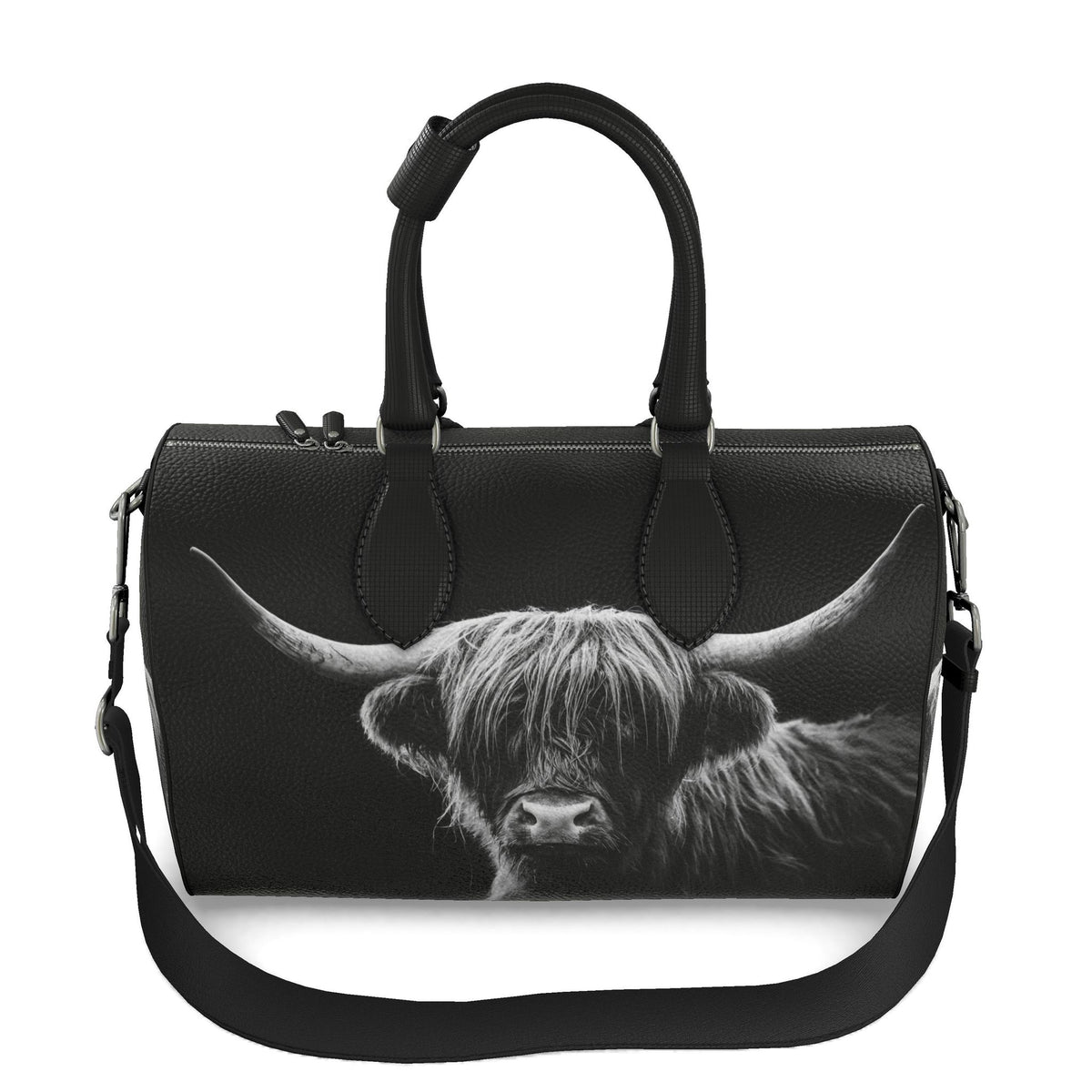 Highland Cow Duffle Bag Black And White Scottish Cattle Travel Bag