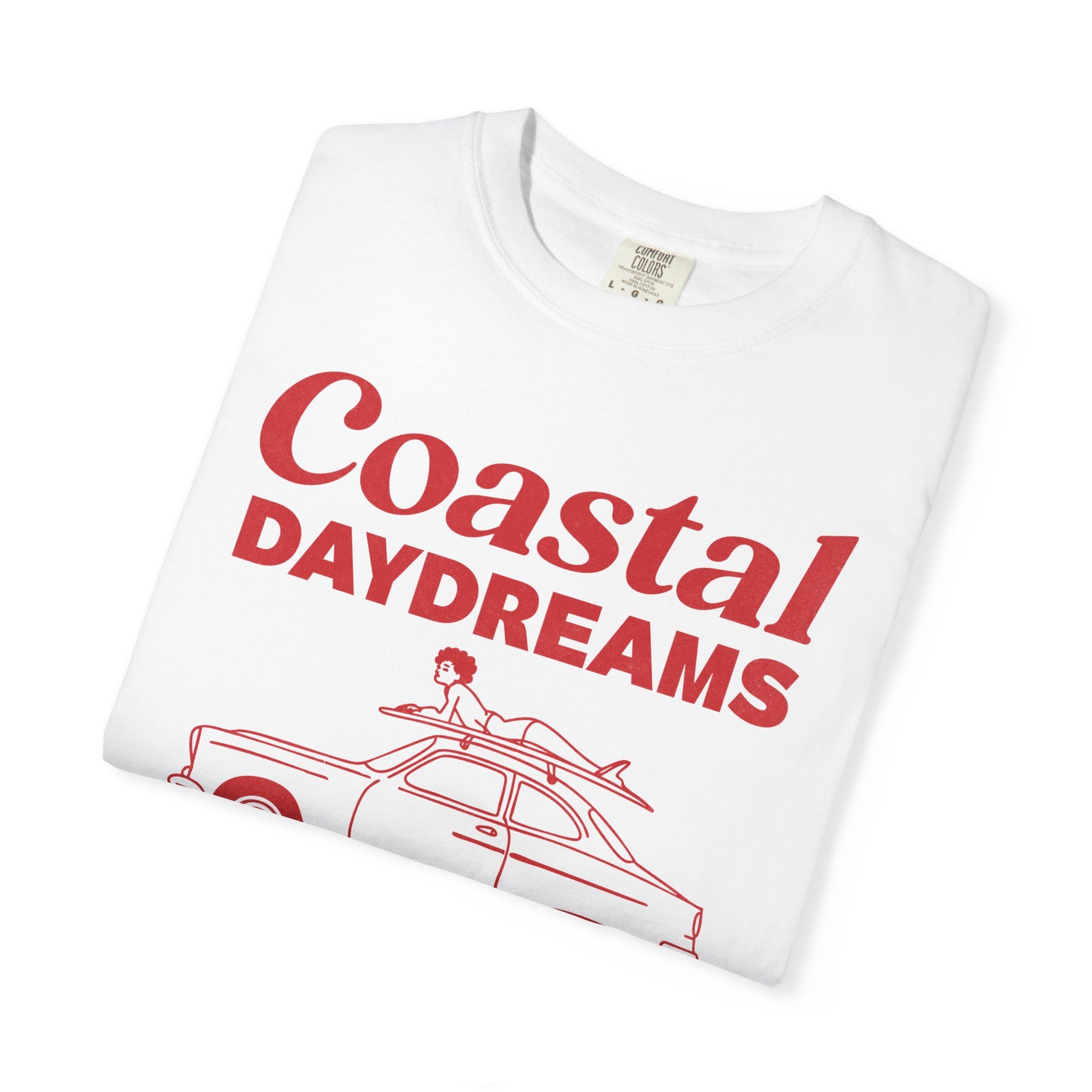 Coastal Daydreams T Shirt Retro Surf Car Tee Summer Beach Vacation Gift For Sister Road Trip Clothing Birthday Present For Her Best Friend