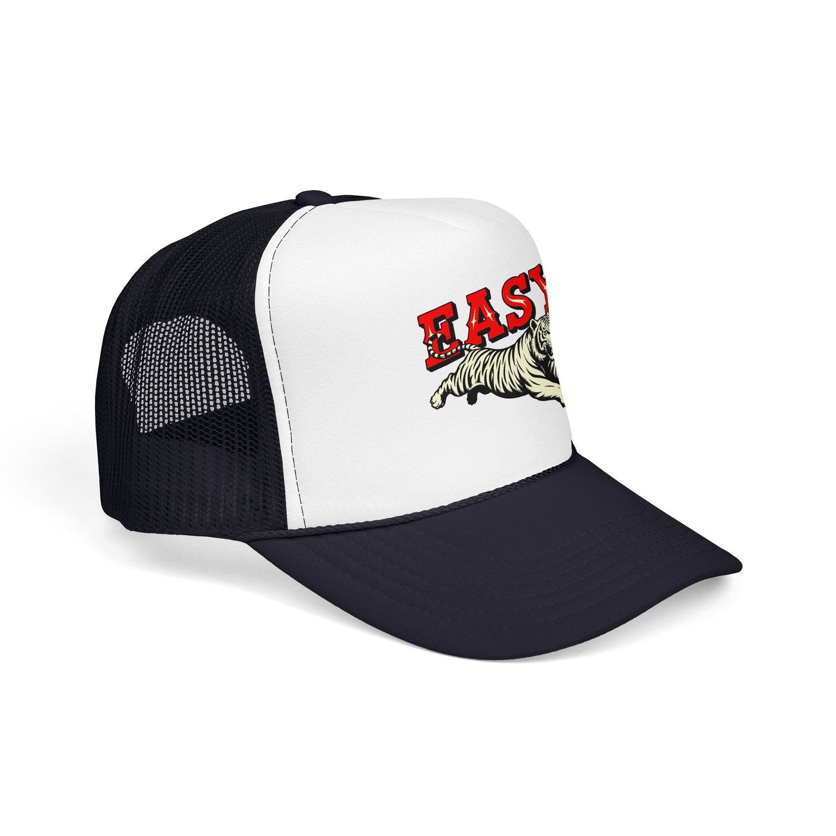 Easy Tiger Trucker Hat For Men White Animal Cap Gift For  Mom Tiger Lover Retro Sport Hat Casual Summer Outfit Cap for Sister