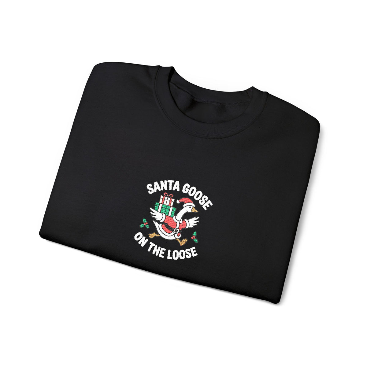 Santa Goose Christmas Sweatshirt Gift For Sister Holiday Crewneck Present For Wife Funny Graphic Pullover Olive Seasonal Outfit Top Style
