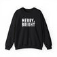 Merry Bright Christmas Sweatshirt Gift For Mom Holiday Crewneck Present For Sister Festive Typography Pullover Cozy Winter Outfit Top Style