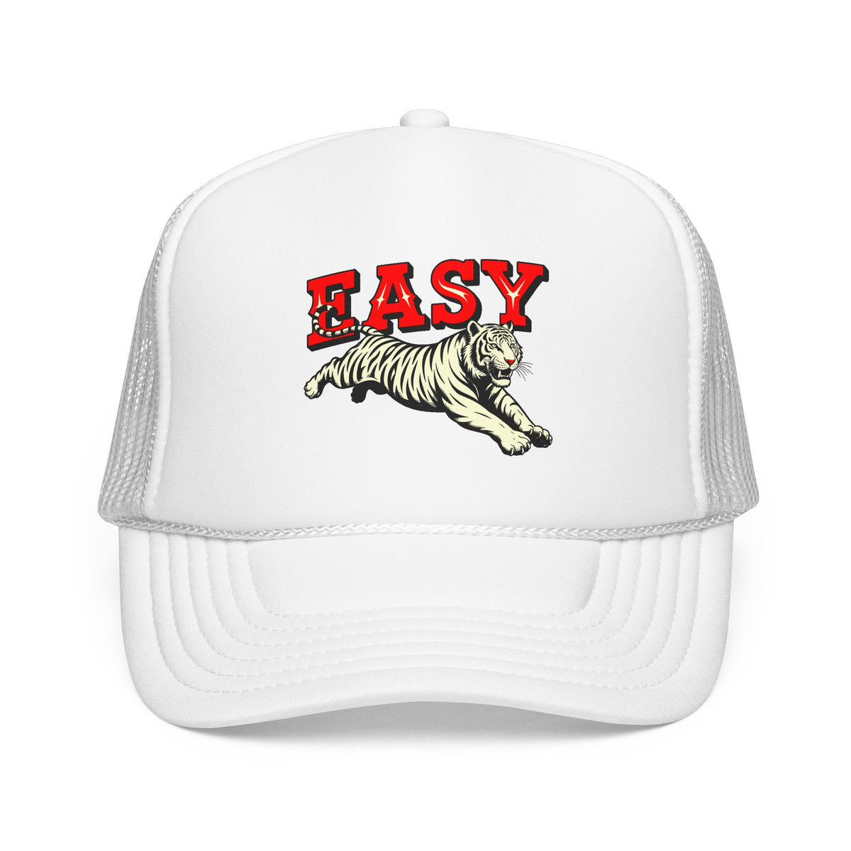 Easy Tiger Trucker Hat For Anniversary Gift Funny Tiger Cap for Dad Retro Animal Hat Gift For Tiger Lover Bold Graphic Summer Baseball Cap