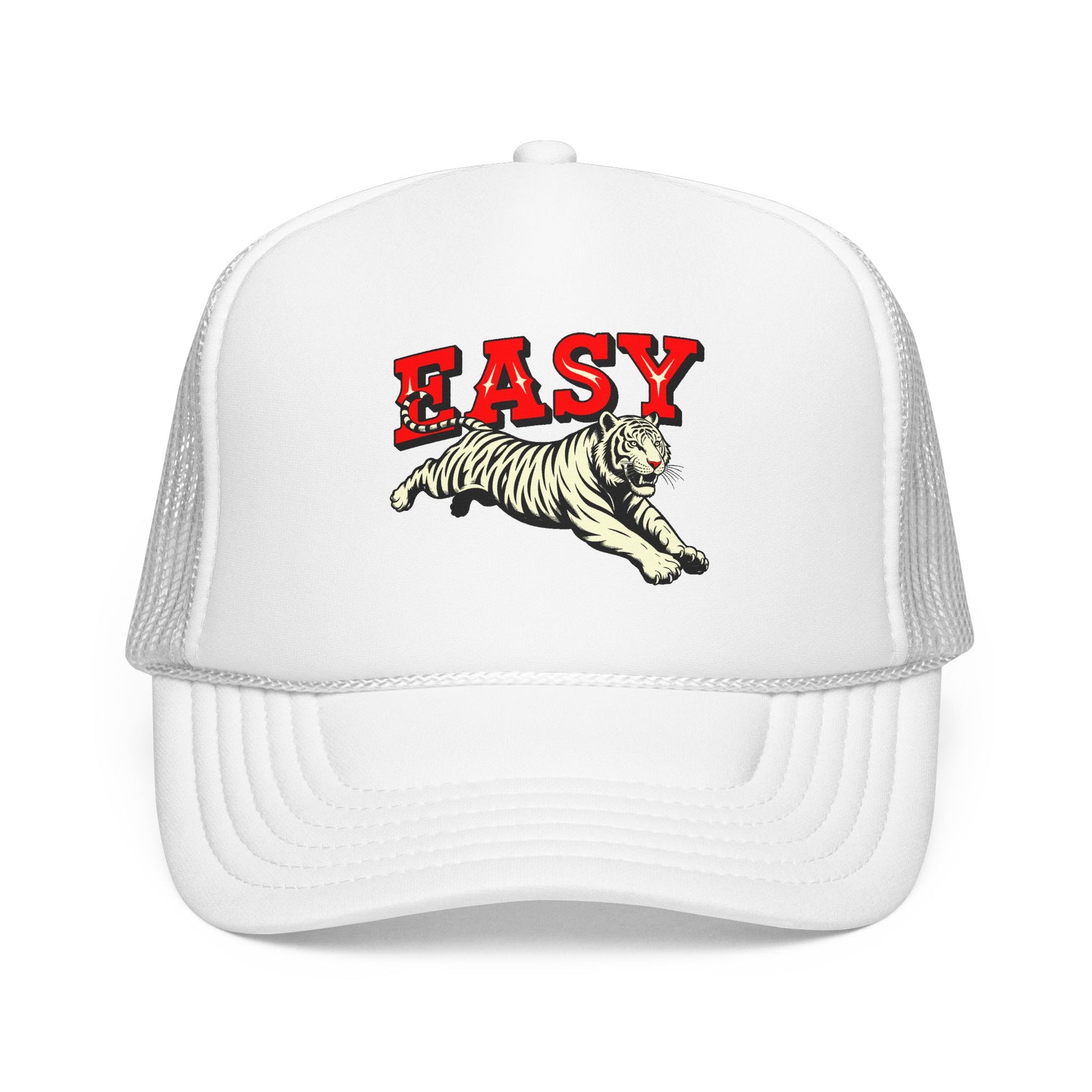 Easy Tiger Trucker Hat For Men White Animal Cap Gift For  Mom Tiger Lover Retro Sport Hat Casual Summer Outfit Cap for Sister