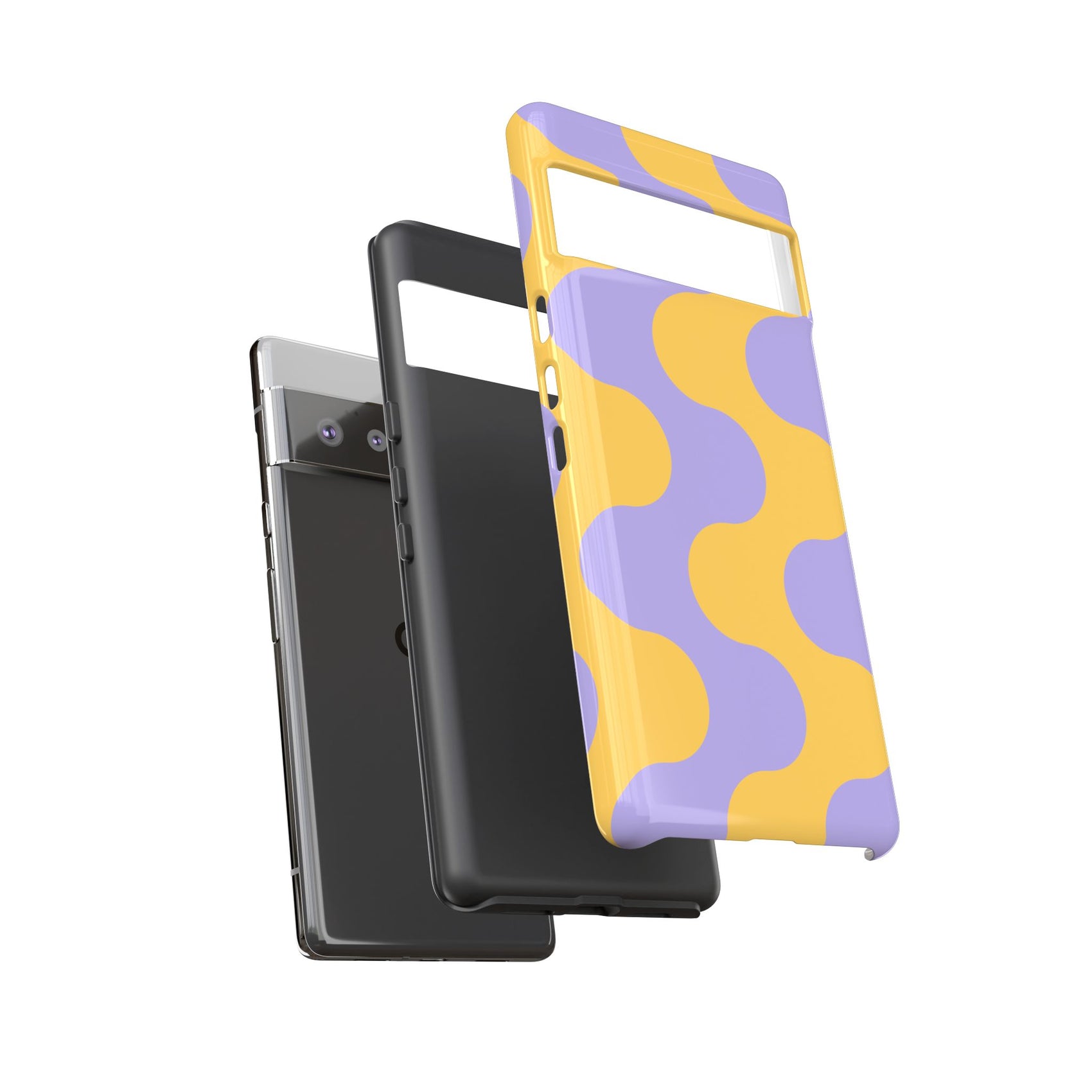 Retro Abstract Phone Case Wavy Geometric Cover For Samsung Modern Art Protective Cover Iphone Gift Purple Gift Girlfriend Summer Fashion