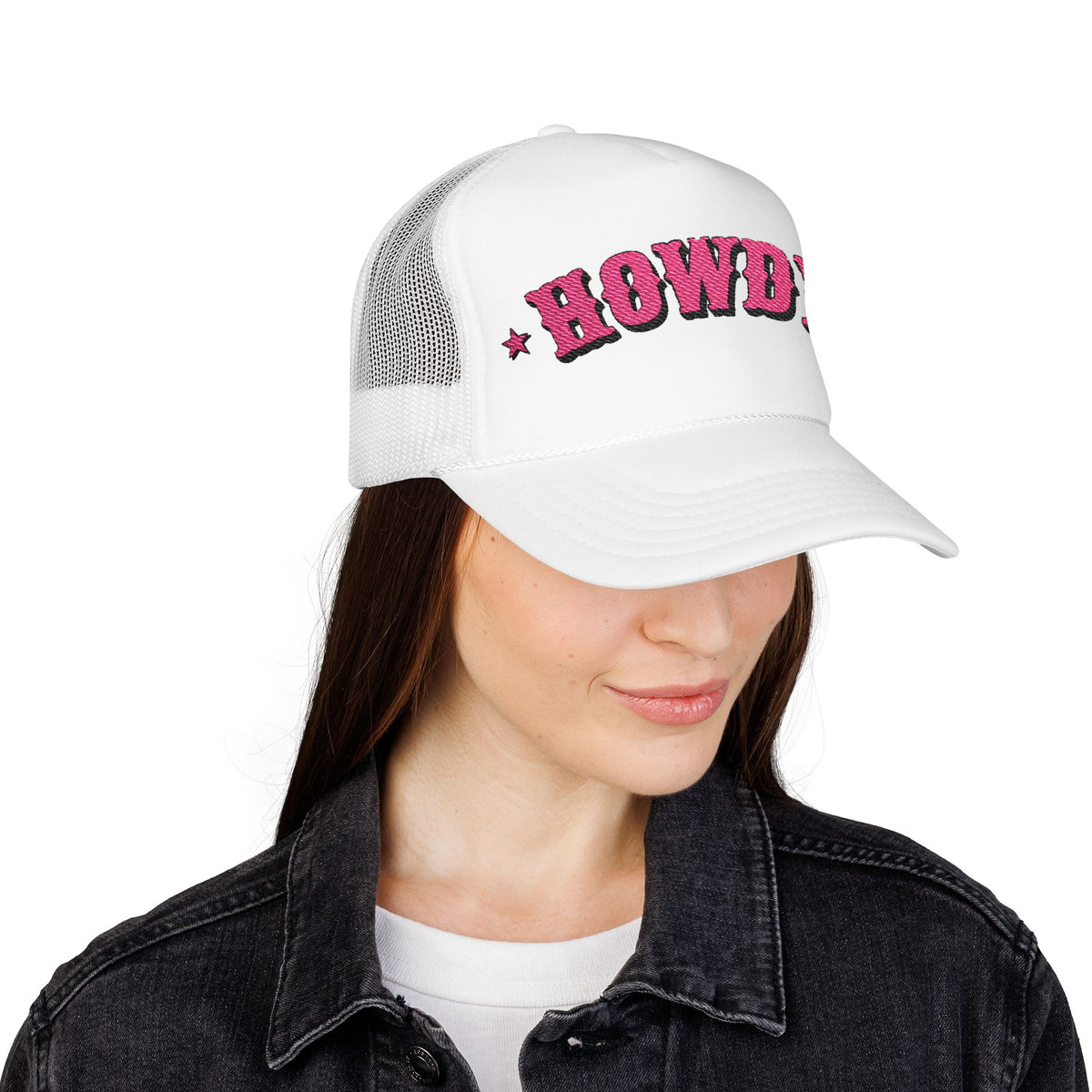 Embroidered Cowgirl Hat Howdy Trucker Hat Gift For Her Pink Western Foam Cap Gift For Cowgirl Friend Hat For Beach Goers Gift For Summer Hat