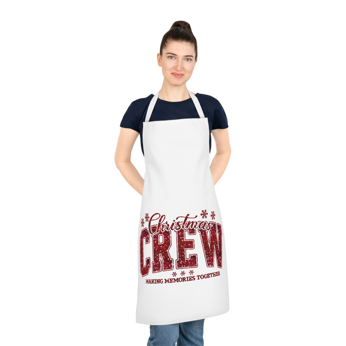 Christmas Crew Apron Gift For Mom Holiday Baking Smock Present For Sister Family Kitchen Outfit Festive Cooking Cover Making Memories Style