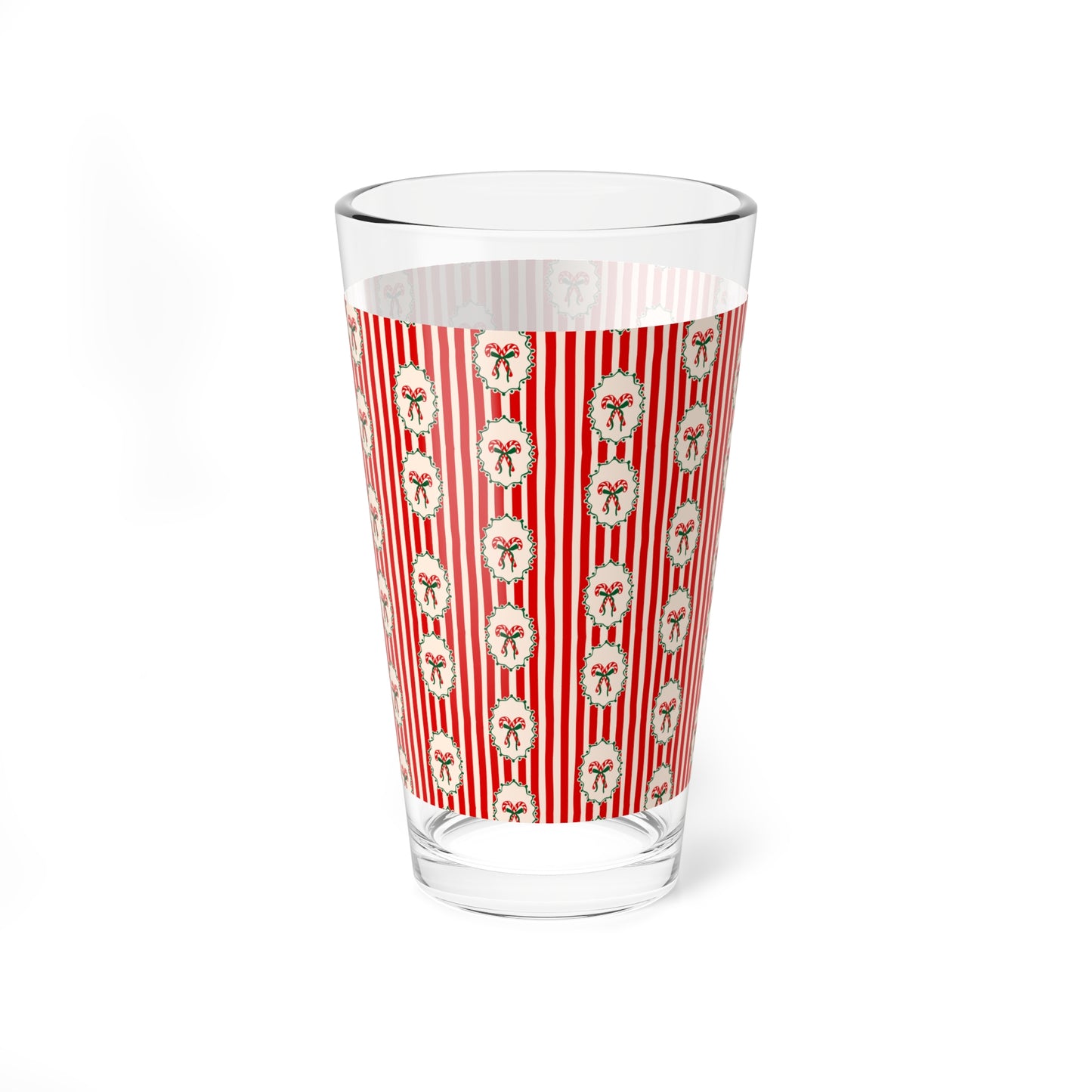 Vintage Wreath Mixing Glass Gift For Couple Candy Cane Stripe Barware Christmas Cocktail Present Holiday Hostess Drink Cup Festive Style