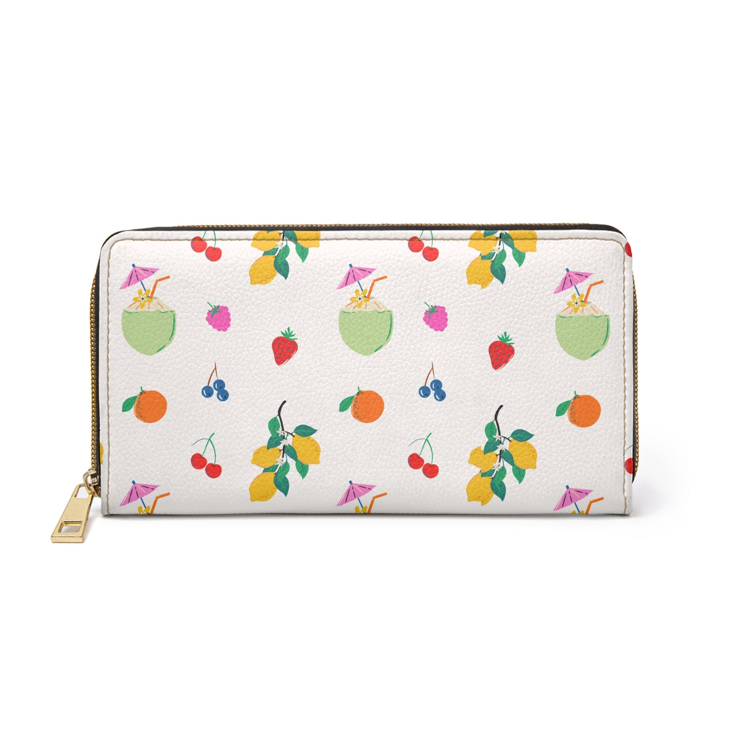 Cute Purse For Summer Fruit Print Wallet for Women Tropical Cocktail Card Holder Cute Vacation Organizer Beach Market Zip Purse Italy Gift