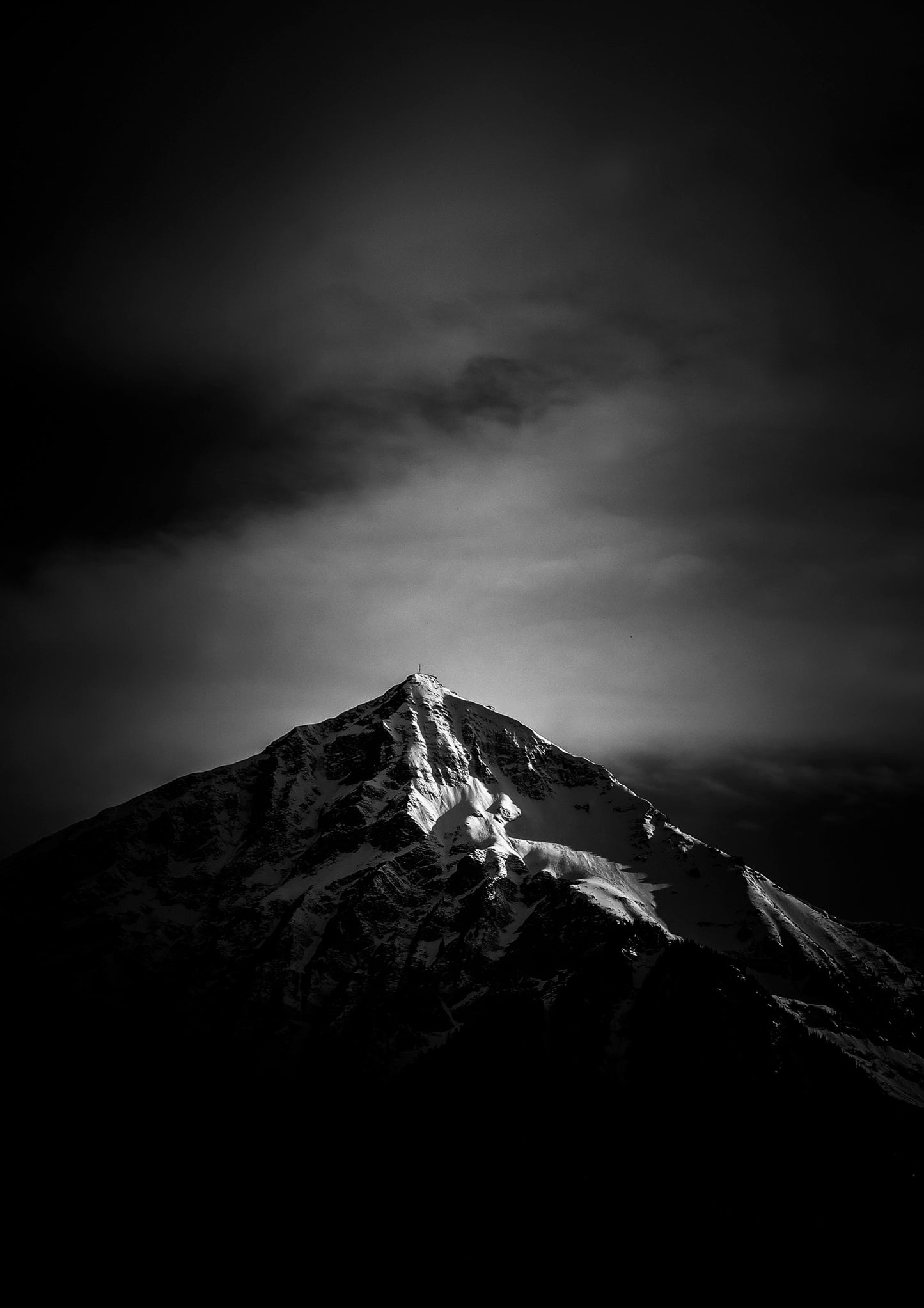 Mountain peak in Gwatt, Switzerland glows softly in twilight #34