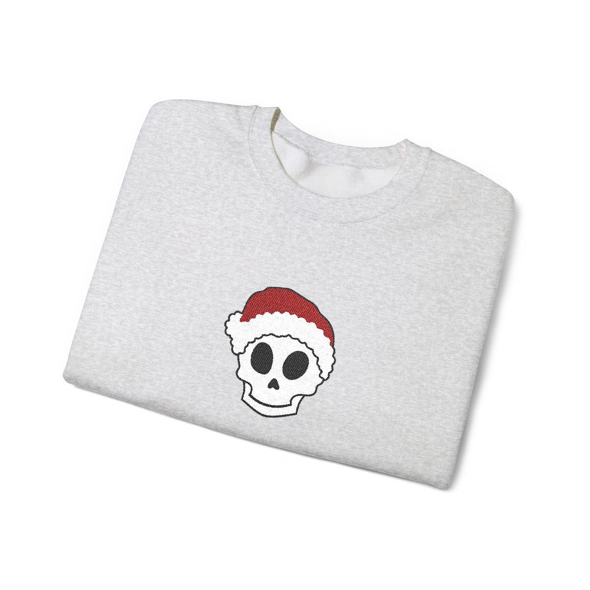 Embroidered Skull Christmas Sweatshirt For Her Goth Holiday Crewneck Gift For Best Friend Alt Winter Pullover For Him Spooky Santa Top Teen