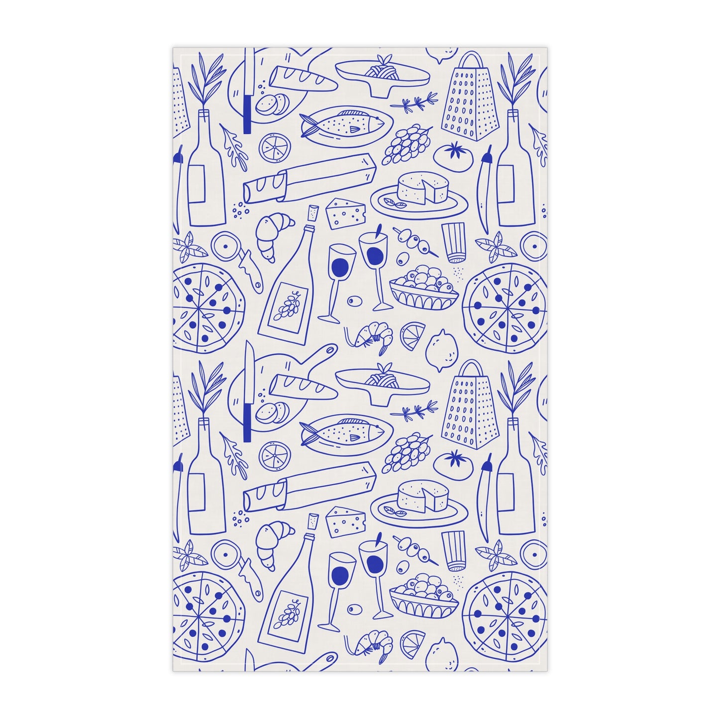 Italian Kitchen Towel For Foodie Gift For Chef Tea Towel Mediterranean Kitchen Decor Housewarming Gift Blue Cooking Linen Home Gift For Cook