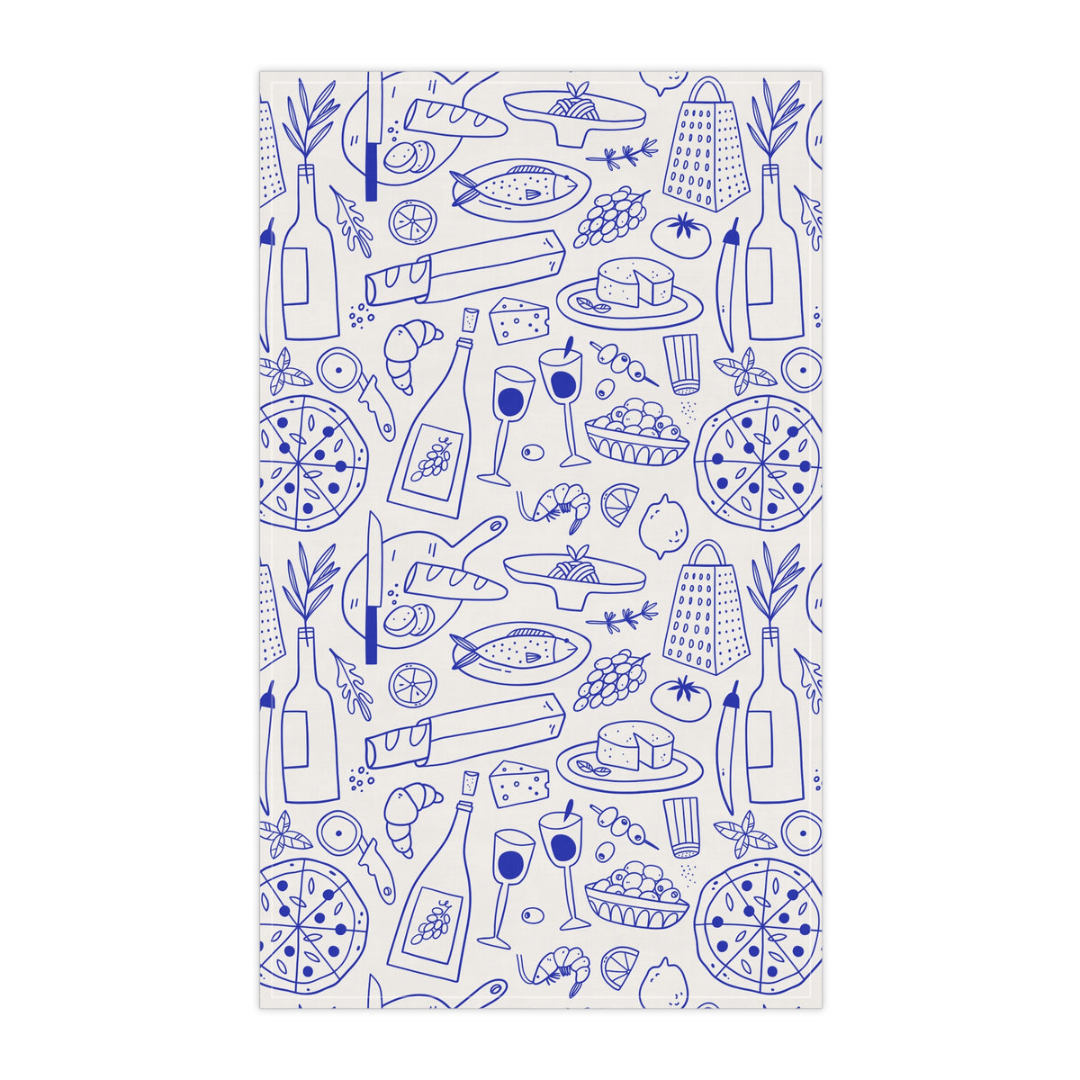 Italian Kitchen Towel For Foodie Gift For Chef Tea Towel Mediterranean Kitchen Decor Housewarming Gift Blue Cooking Linen Home Gift For Cook