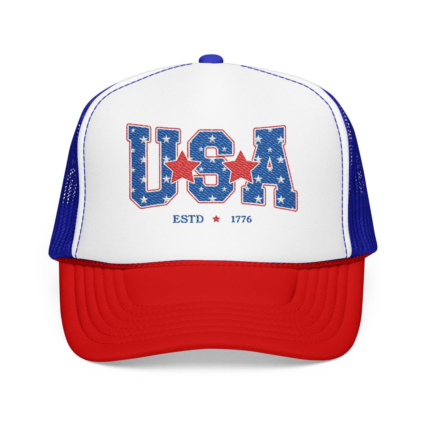Fourth Of July Embroidered USA Hat Patriotic Trucker Cap Memorial Day Outfit USA Travel Souvenir Usa Expat Gift BBQ Party Lake Day Party Cap