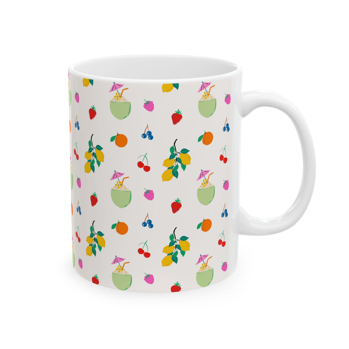 Fruit Mug Summer Gift For Her Tropical Coffee Cup Brunch Hostess Present Kitchen Lover Birthday Idea Vacation Morning Drinkware Mom Treat