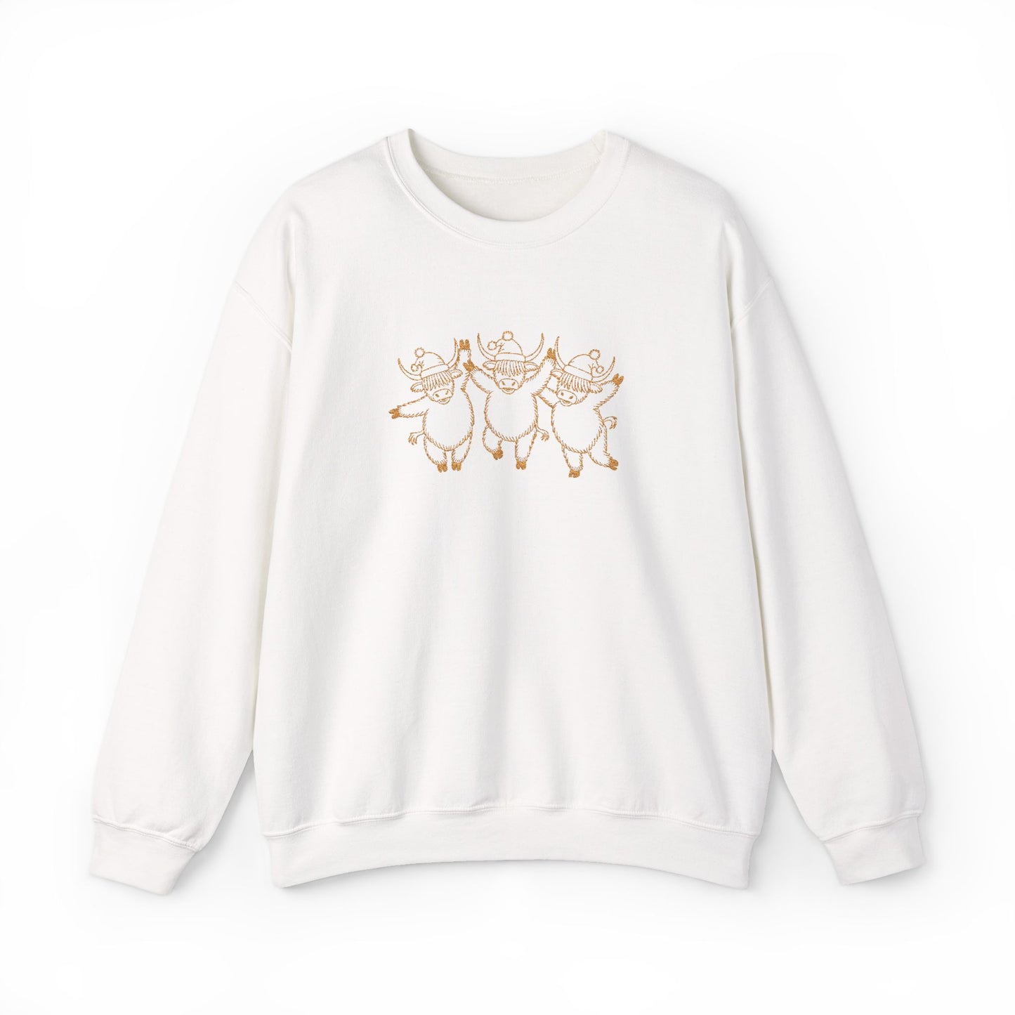 Highland Cow Christmas Sweatshirt Embroidered Holiday Pullover Scotland Christmas Top Cute Winter Crewneck Scottish Cow Gift Festive Apparel