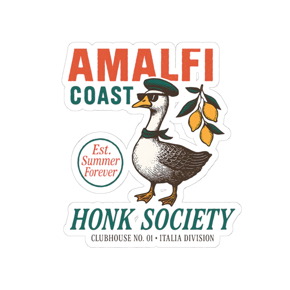 Amalfi Coast Goose Sticker Italian Summer Travel Lover Gift For Silly Goose Lover Coastal Vacation Decal Cute Europe Gift For Italy Lover