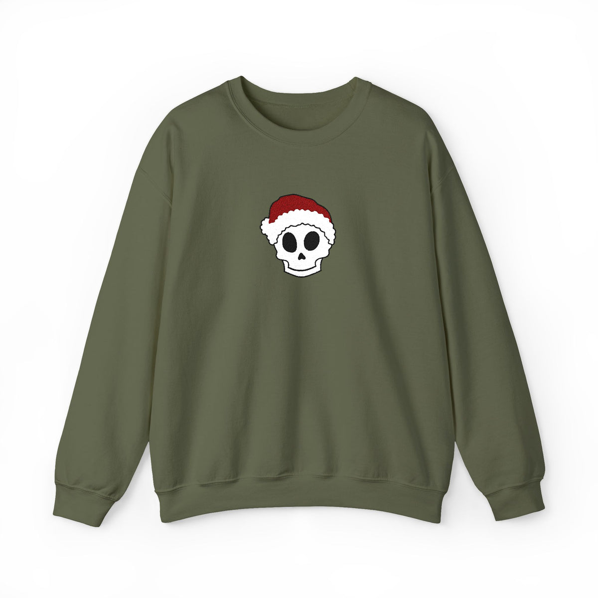 Embroidered Crewneck Christmas Sweatshirt Skeleton Jumper Santa Clause Embroidery Crewneck Skeleton Sweatshirt, Cute Holiday Jumper Xmas