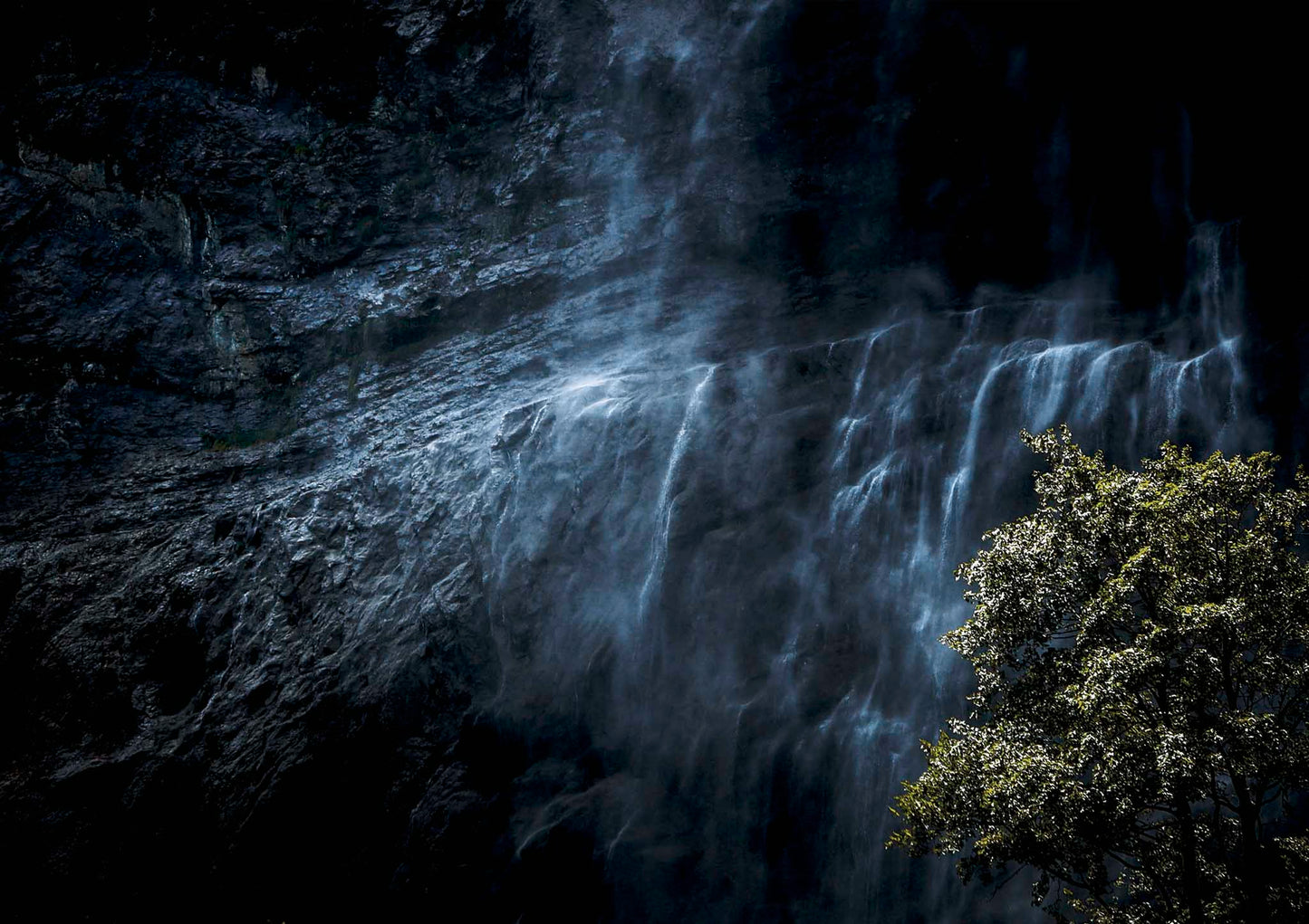 Majestic waterfall cascading at dusk in Lauterbrunnen #37