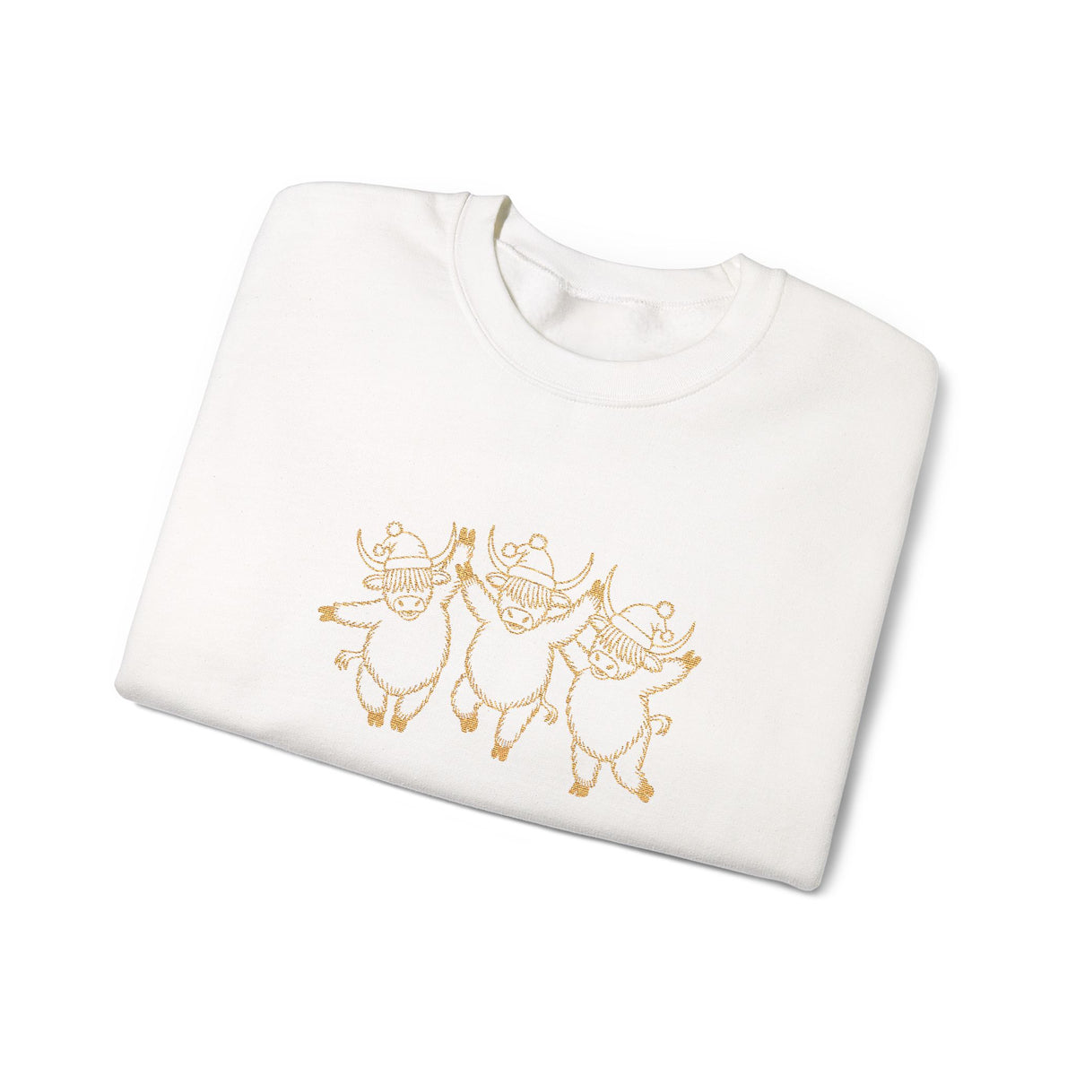 Dancing Highland Cow Christmas Sweatshirt Gift For Girlfriend Holiday Crewneck Present For Aunt Cute Animal Winter Pullover Cozy Top Style