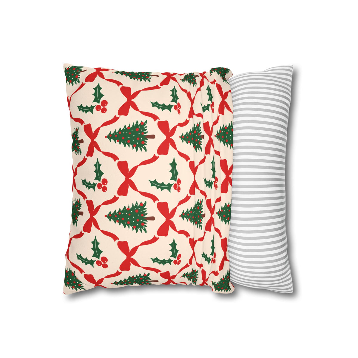Christmas Tree Pillowcase Gift For Mom Holiday Cushion Cover Present For Sister Red Bow Faux Suede Winter Home Decor Cozy Sofa Accent Style
