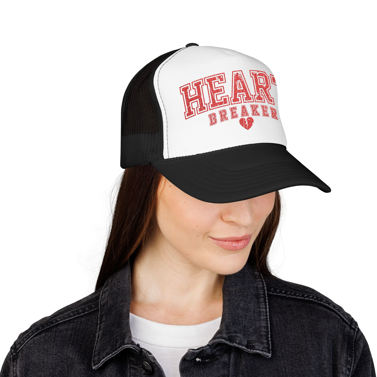 Heart Breaker Trucker Hat For Her Funny Embroidered Cap Retro Foam Mesh Snapback Gift For Girlfriend Boyfriend Casual Streetwear Hat Gift