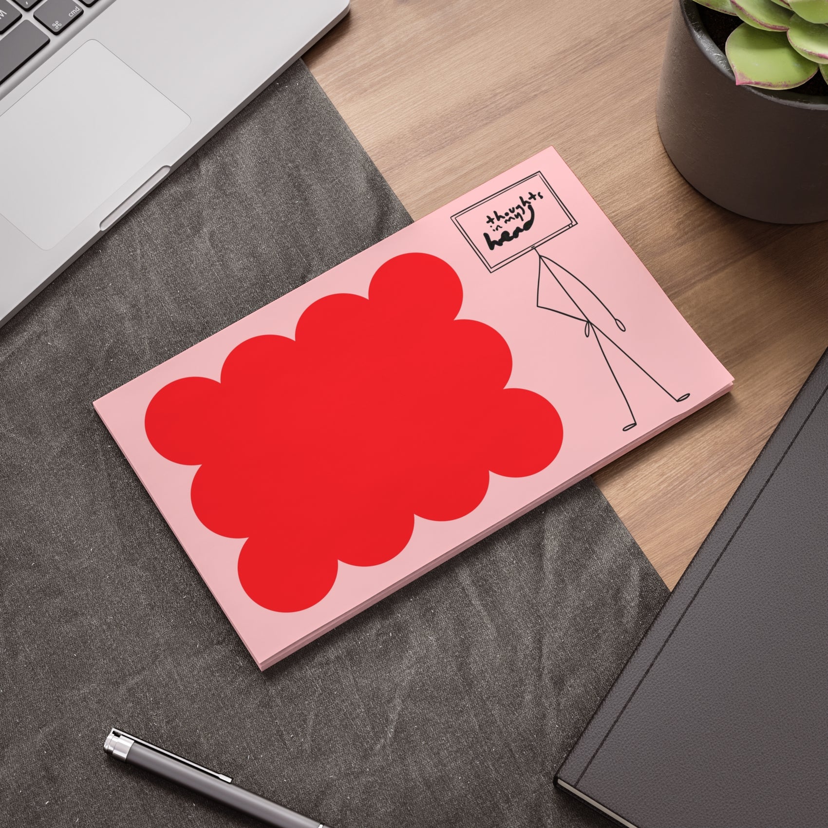 Bold and Creative Memo Pad Red and Pink Wavy Post It Notes Pad Wave Design Modern Stationery Colourful Office Supplies Gift Notepad Red