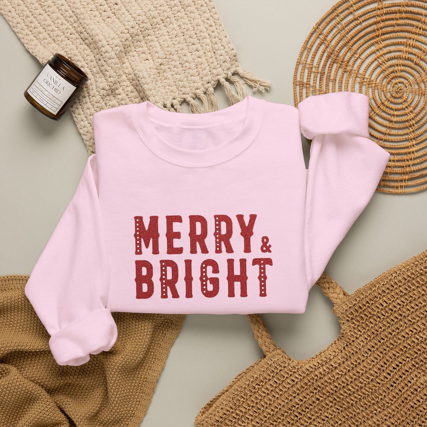 Christmas Sweater Embroidered Crewneck For Matching Family Christmas Sweatshirt Cozy Christmas Crewneck Festive Holiday Pullover Winter