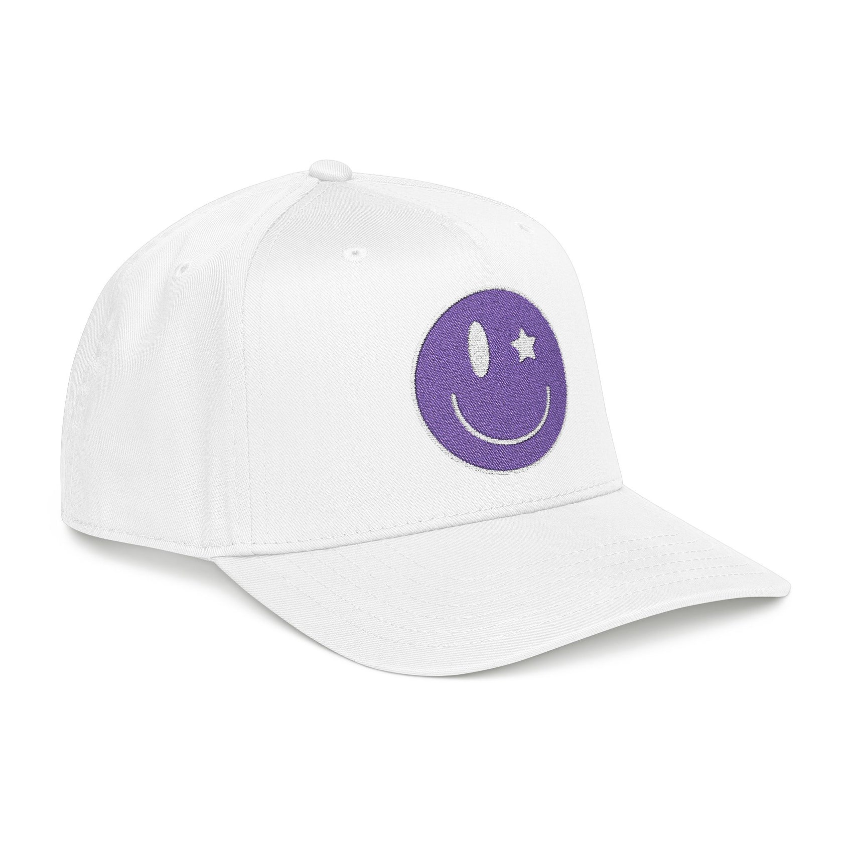 Purple Smiley Face Cap For Summer Embroidered Hat Cute Y2K Aesthetic Baseball Cap Retro Streetwear Snapback Gift for Teens Girl Gift Idea