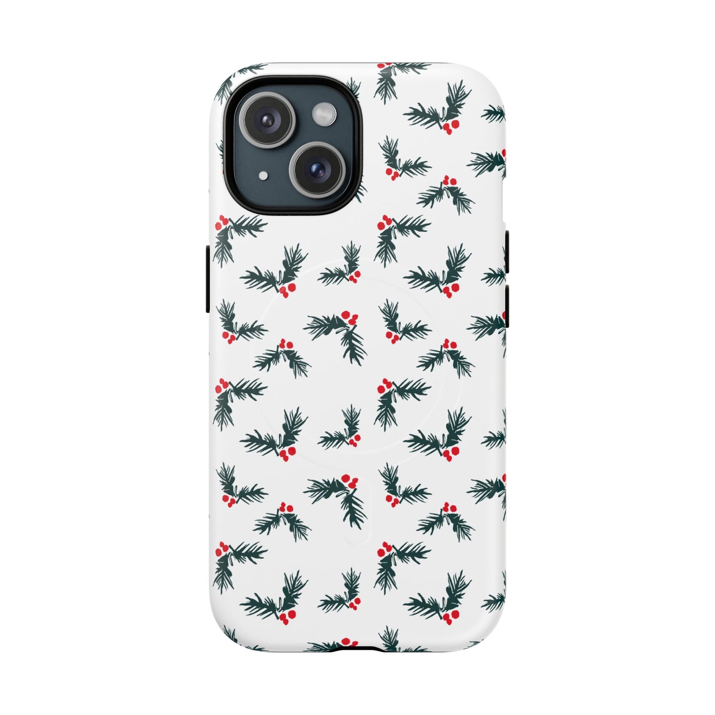 Holly Christmas Phone Case Gift For Sister Magnetic iPhone Cover Holiday Evergreen Pattern Tough Protective Accessory Winter Style Charm