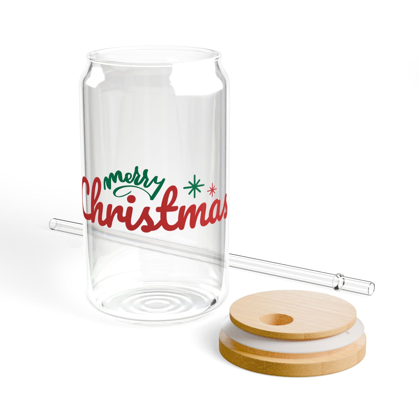Merry Christmas Sipper Glass Gift For Cousin Holiday Iced Coffee Cup Present For Mentor Bamboo Lid Tumbler Cute Winter Drinkware Style Chic