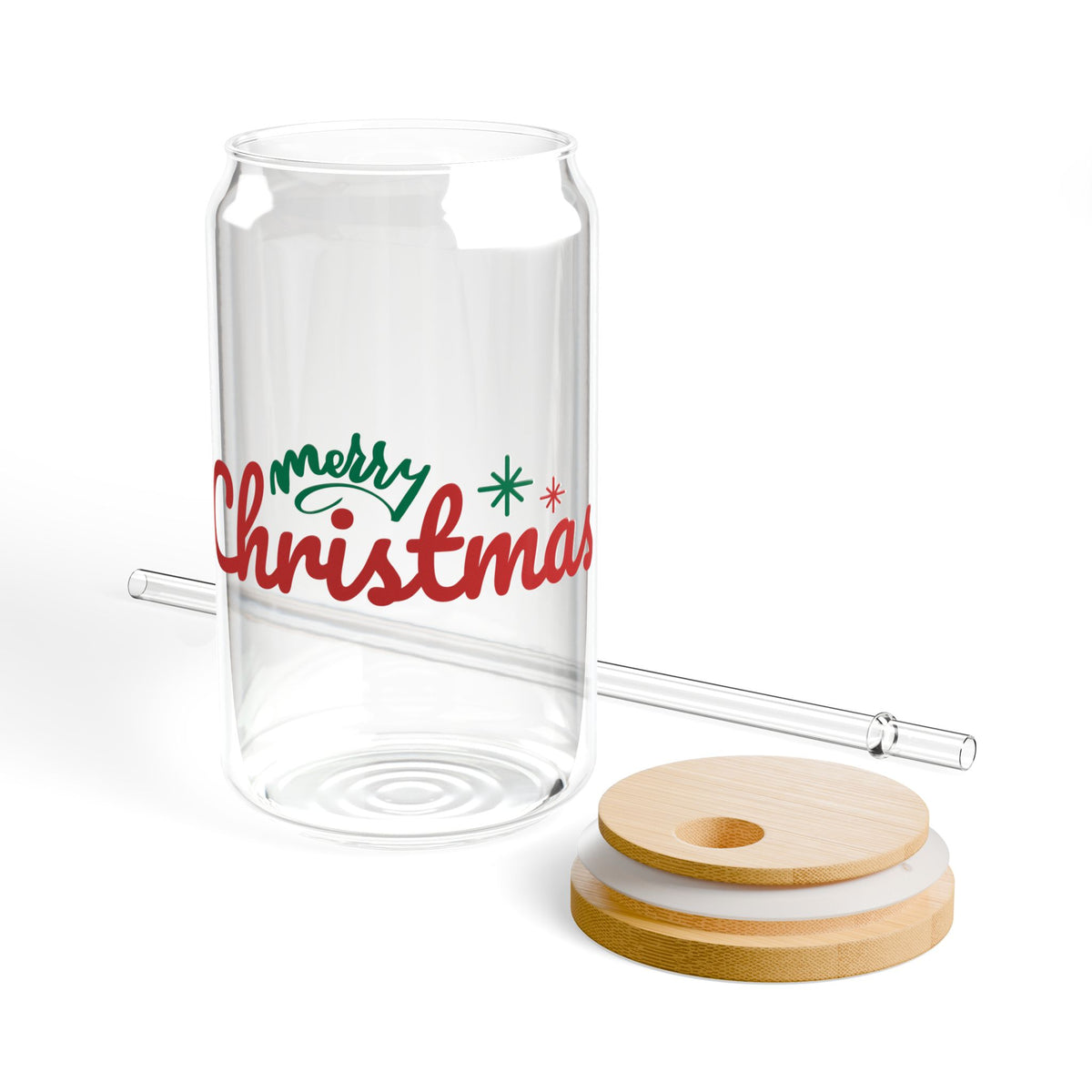 Merry Christmas Sipper Glass Gift For Cousin Holiday Iced Coffee Cup Present For Mentor Bamboo Lid Tumbler Cute Winter Drinkware Style Chic