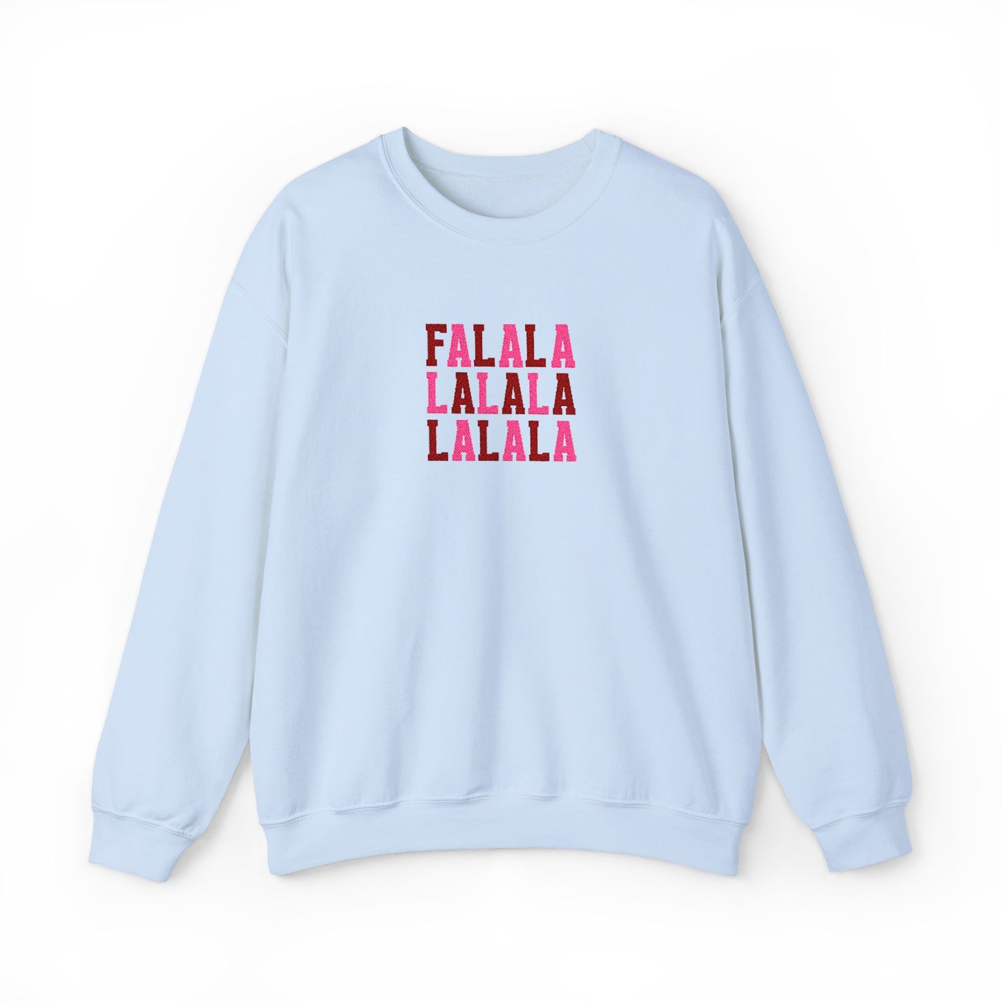 Embroidered Fa La La Sweatshirt Pink Holiday Pullover Caroling Crewneck Festive Music Lover Top Cute Christmas Singer Apparel Girly Top