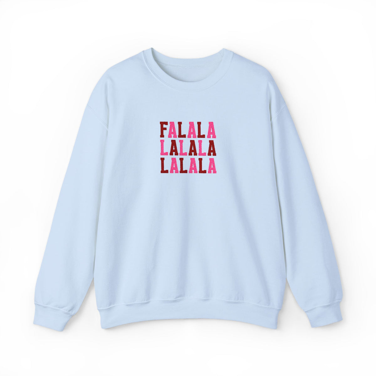 Embroidered Fa La La Sweatshirt Pink Holiday Pullover Caroling Crewneck Festive Music Lover Top Cute Christmas Singer Apparel Girly Top