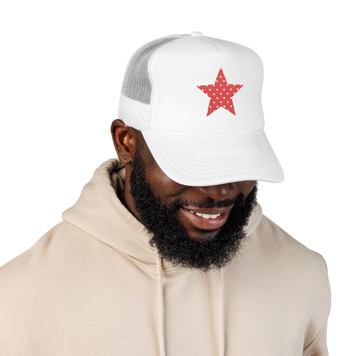 Fourth Of July Embroidered Red Star Hat Patriotic Trucker Cap Memorial Day Outfit USA Travel Souvenir USA Expat Gift Beach Day Cap Cute Vibe