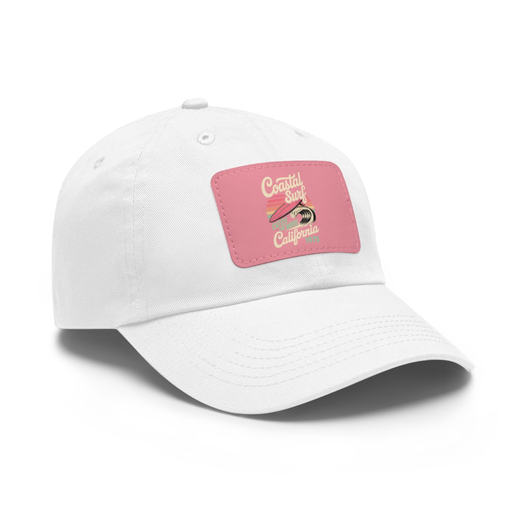 Coastal Surf Hat California Cap Gift For Surfers Hat Leather Patch Hat Pink Beach Hat Gift For Travelers Summer Travel Hat Retro Gift
