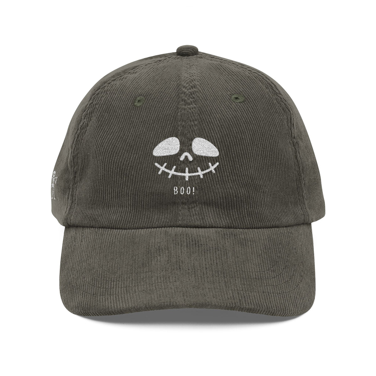 Skeleton Embroidered Corduroy Hat Spooky Halloween Boo Cap Goth Aesthetic Outfit Fall Streetwear Gift Unisex Casual Style Hat