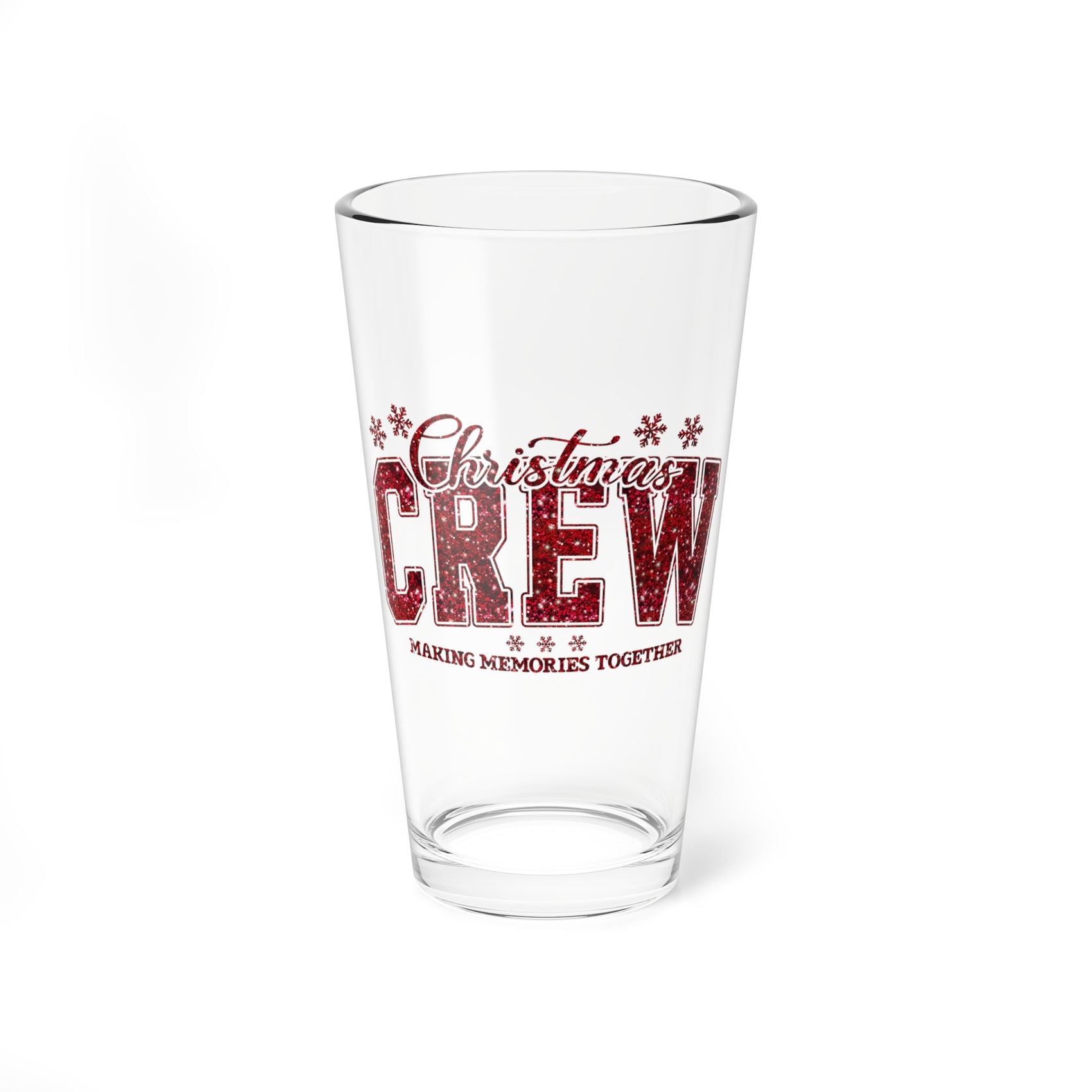Christmas Crew Mixing Glass Gift For Best Friend Holiday Cocktail Tumbler Present For Roommate Festive Drinkware Memory Making Barware Cup