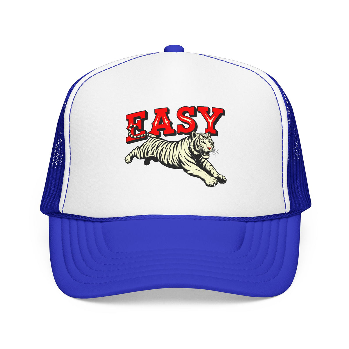 Easy Tiger Trucker Hat For Men White Animal Cap Gift For  Mom Tiger Lover Retro Sport Hat Casual Summer Outfit Cap for Sister