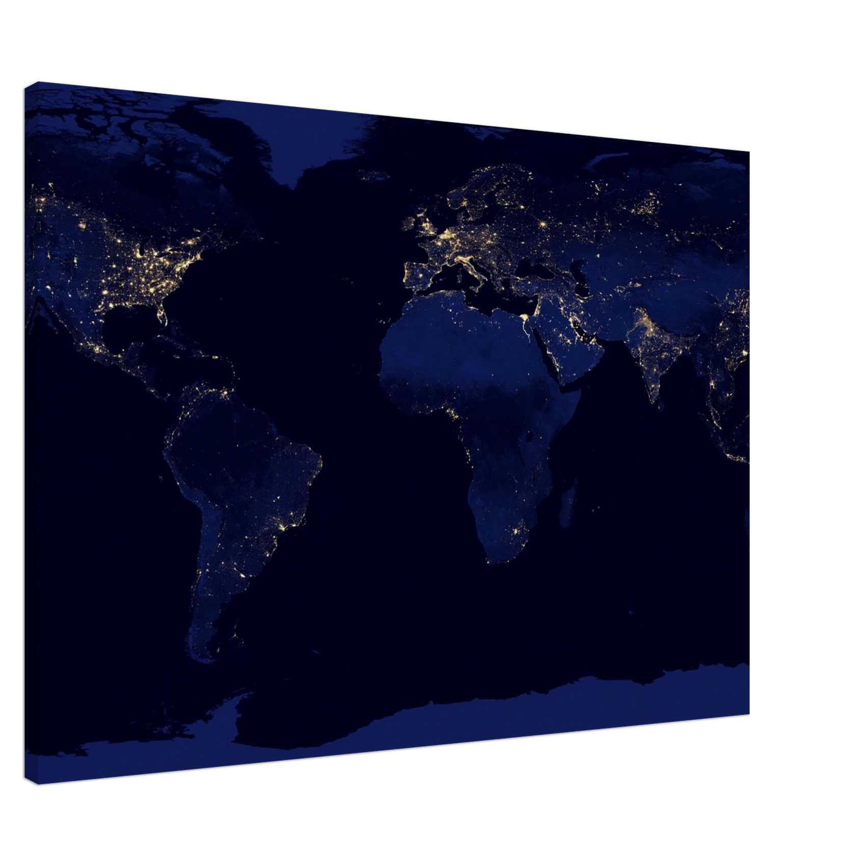 CANVAS - PD_ Earth at Night: A Luminous World Map Canvas Print in Your Choice of Six Sizes